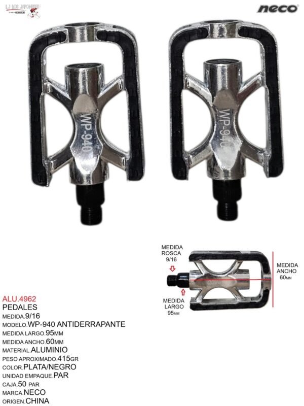 PEDAL 9/16  ANTIDERRAPANTE WP-940 SIERRA NECO-CHINA
