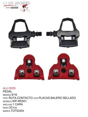 ALU.5005 PEDAL WP-RD501 9/16 CONTACTO ROAD CON PLACAS TOTSUKA