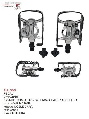 PEDAL WP-MD201B 9/16 CONTACTO BALERO SELLADO CON PLACAS TOTSUKA
