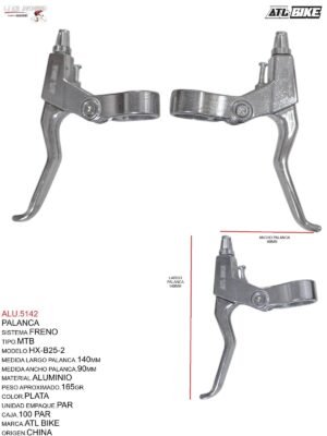 PALANCA MTB FRENO ALUMINIO HX-B25-2 PLATA TOTSUKA