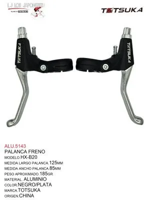 PALANCA MTB FRENO ALUMINIO HX-B20 PLATA/NEGRO TOTSUKA