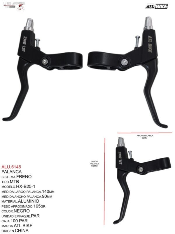 PALANCA MTB FRENO ALUMINIO HX-B25-1 NEGRO TOTSUKA