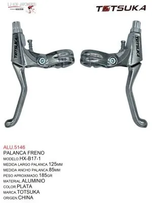 ALU.5146 PALANCA MTB FRENO ALUMINIO HX-B17-1 PLATA TOTSUKA