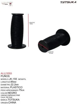 ALU.5293 PUÑOS DE PLASTICO NEGRO MARCA TOTSUKA 85X22.2MM MOD. JK-155 INFANTIL