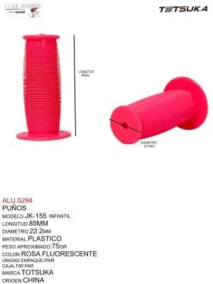 ALU.5294 PUÑOS DE PLASTICO ROSA FLUORESCENTE MARCA TOTSUKA 85X22.2MM MOD. JK-155 INFANTIL