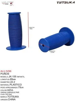 ALU.5296 PUÑOS DE PLASTICO AZUL MARCA TOTSUKA 85X22.2MM MOD. JK-155 INFANTIL