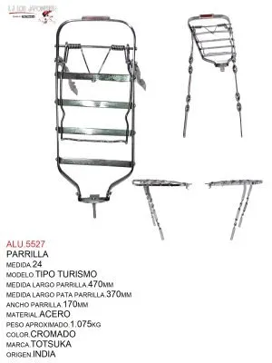 ALU.5527 PARRILLA R-24X1 3/8 TIPO TURISMO CERCHA INDIA CR