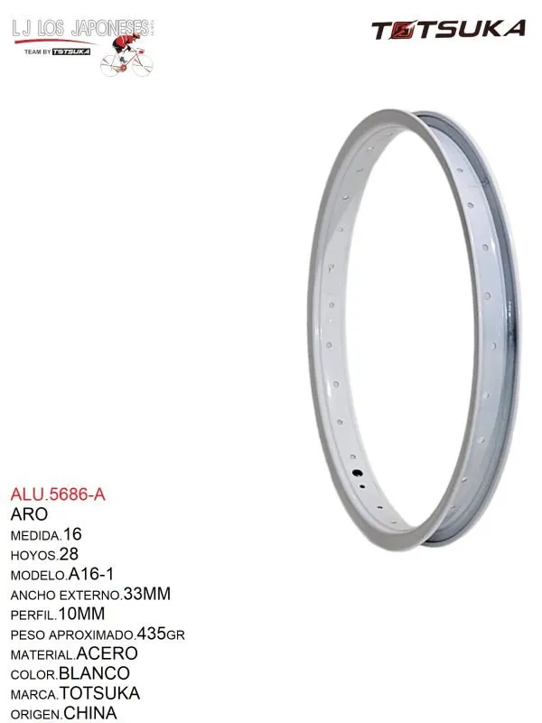 ALU.5686-2 ARO 16X28 14G ACERO NEGRO CHINA