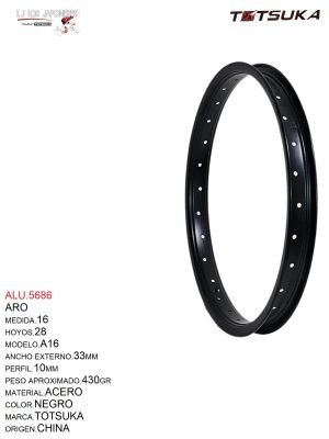 ARO 16X28 14G ACERO NEGRO CHINA