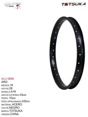 ARO 16X28 14G ACERO NEGRO CHINA