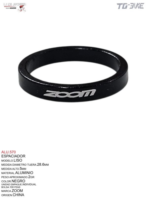 ALU.570-1.jpeg ESPACIADOR 1 1/8" 5MM NEGRA ALUMINIO C/U ZOOM