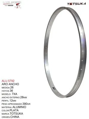 ARO 26X36 ALUMINIO PLATA ANCHO MOD.7XA TOTSUKA
