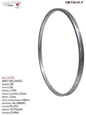ARO 26X36  ALUMINIO PLATA  DELGADO TOTSUKA