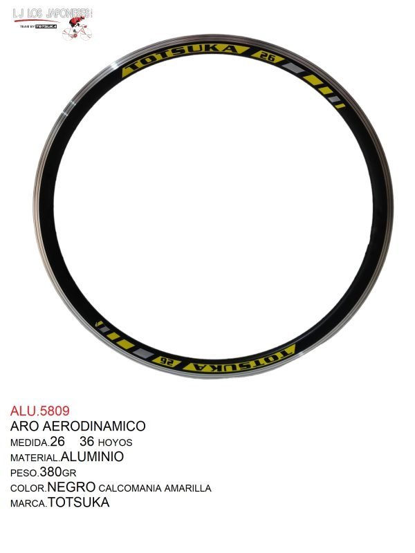 ALU.5809-3 ARO 26X36 AERODINAMICO NEGRO TOTSUKA PESO.380GR