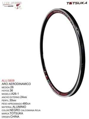 ARO 26X36 AERODINAMICO NEGRO TOTSUKA  PESO.380GR