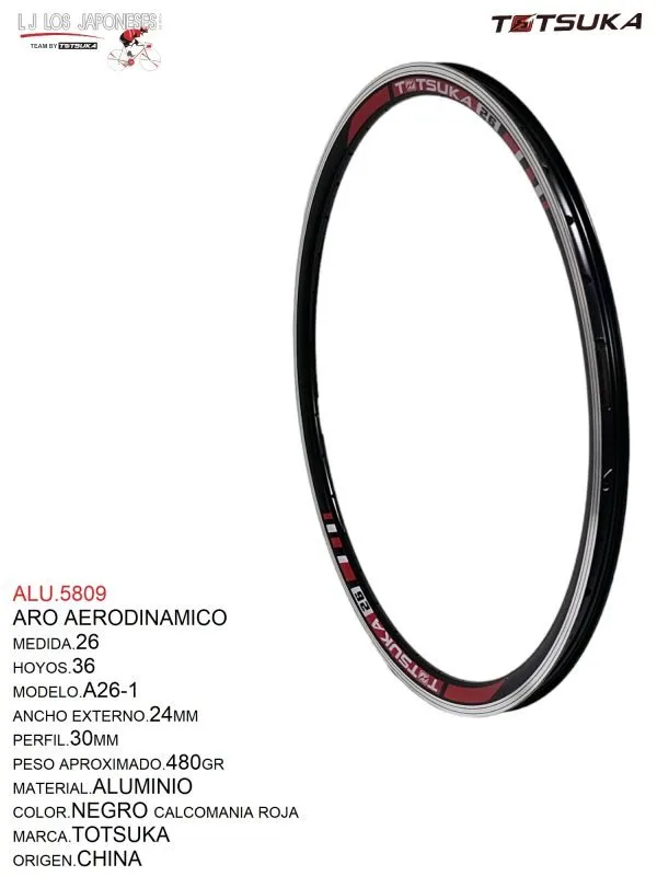 ARO 26X36 AERODINAMICO NEGRO TOTSUKA  PESO.380GR