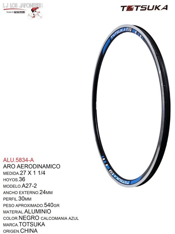 ALU.5834-2 ARO 27X36 AERODINAMICO NEGRO TOTSUKA