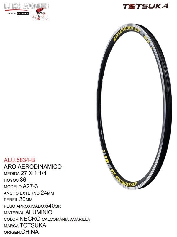 ALU.5834-3 ARO 27X36 AERODINAMICO NEGRO TOTSUKA