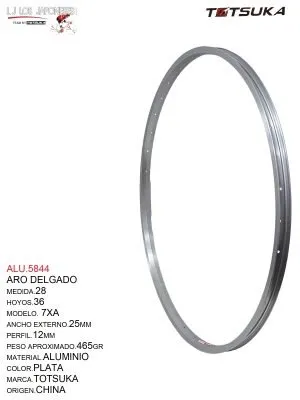 ARO 28X36 ALUMINIO DELGADO PLATA  TOTSUKA