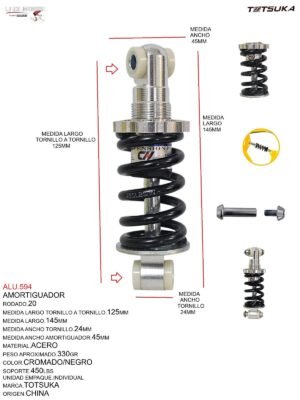 ALU.594-1.jpeg AMORTIGUADOR 20 SUSPENSION 122MM PESO 330GR CROMADO CHINA