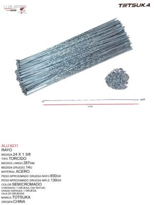 RAYO 24X1 3/8 TORCIDO SEMICROMADO TOTSUKA (14X257)