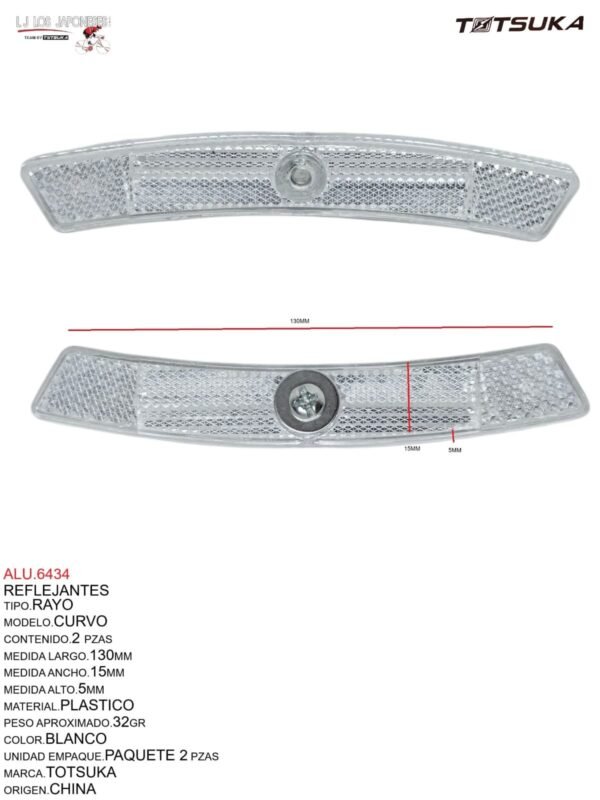 ALU.6334-1.jpeg REFLEJANTE PARA RAYO 2 PIEZAS MOD. CURVO CHINA BLANCO
