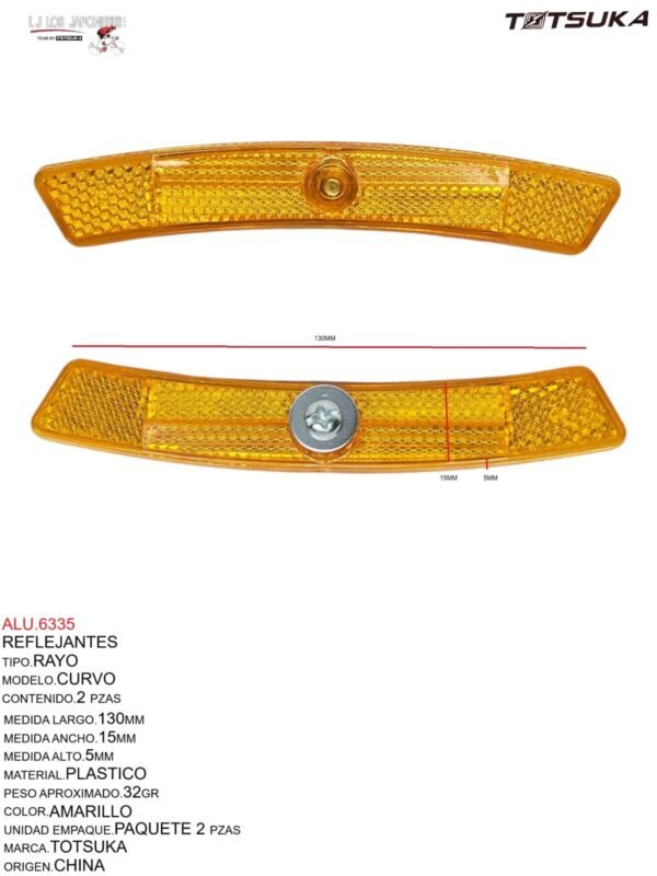 ALU.6335-1.jpeg REFLEJANTE PARA RAYO 2 PIEZAS MOD. CURVO CHINA AMARILLO