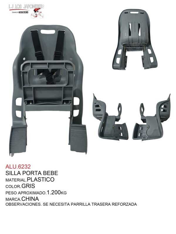 ALU.6432-2 SILLA PORTA BEBE PLASTICO negro chico PESO 1.200KG