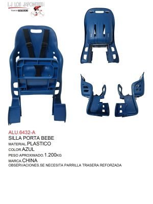 SILLA PORTA BEBE PLASTICO negro  chico  PESO 1.200KG