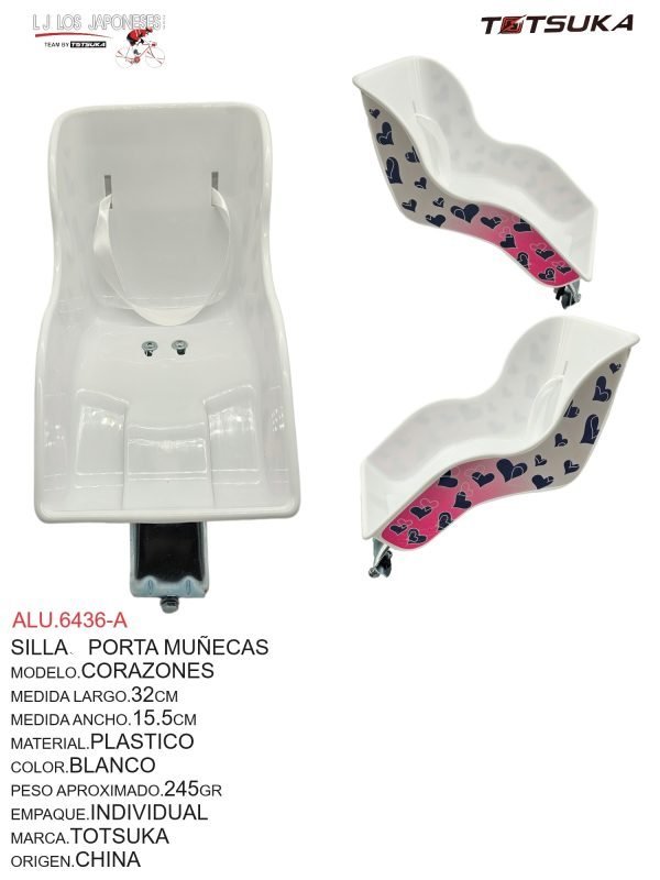 ALU.6436-2 SILLA PORTA MUÑECAS DECORADA BLANCO CHINA