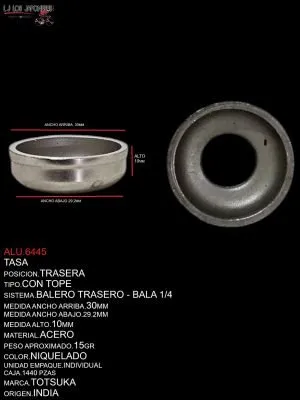 ALU.6445 TASA TRASERA CON TOPE