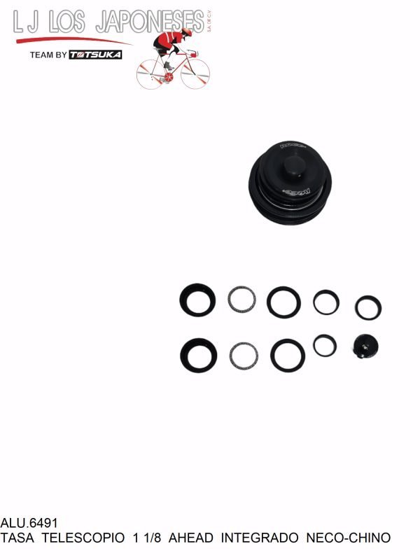 ALU.6491-2 TAZAS TELESCOPIO 1 1/8 AHEAD SEMIINTEGRADO H115/C371NECO NEGRO 1 1/8"