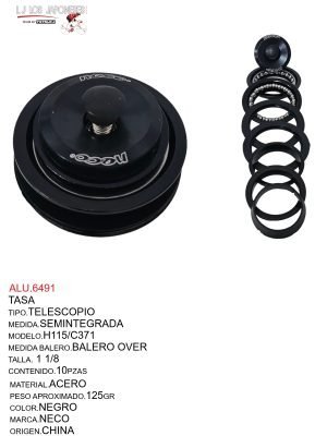TAZAS TELESCOPIO 1 1/8 AHEAD  SEMIINTEGRADO H115/C371NECO  NEGRO 1 1/8"