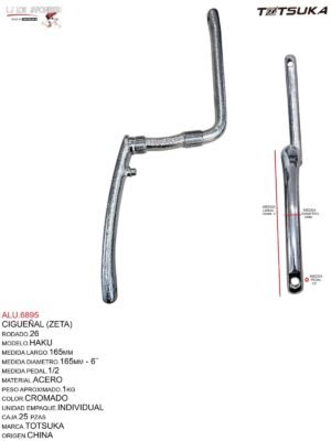 ZETTA 1/2 R-26 6 1/2 FORJADA REFORZADA TG BIKE CROMADO