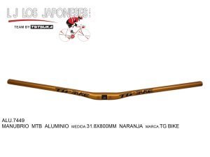 MANUBRIO MTB ALUMINIO 31.8X800MM NARANJA TG BIKE