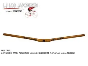 ALU.7449 MANUBRIO MTB ALUMINIO 31.8X800MM NARANJA TG BIKE