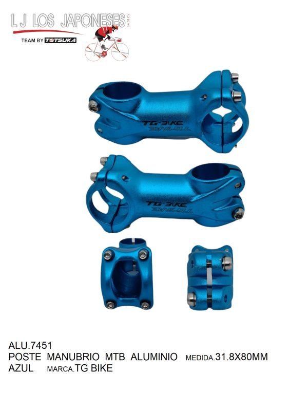 POSTE MANUBRIO  MTB 31.8X80MM  ALUMINIO AZUL  TG BIKE