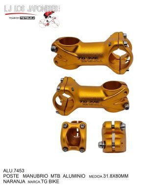 POSTE  MANUBRIO MTB 31.8X80MM  ALUMINIO NARANJA  TG BIKE