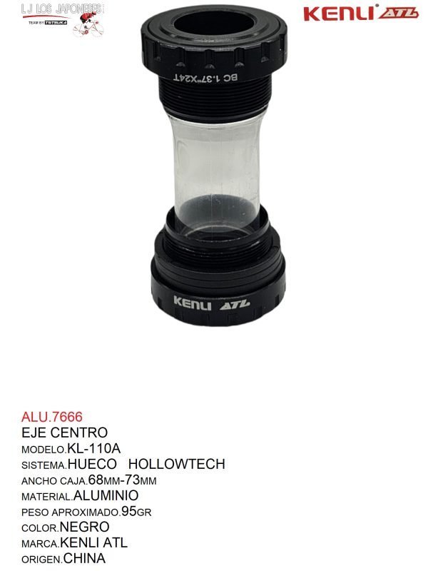 ALU.7666 EJE DE CENTRO HUECO HOLLOWTECH TG BIKE MOD.KL-110A NEGRO