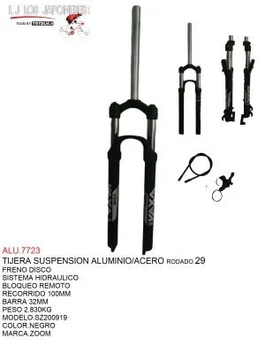 ALU.7723 TIJERA 29 SUSPENSION CH-860 CONTROL REMOTO RECORRIDO 130MM ALLOY 6066 100MM ZOOM