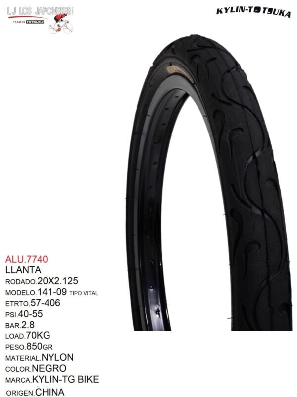 LLANTA 20X2.125 F-141 NEGRO TIPO VITAL KILYN-TOTSUKA