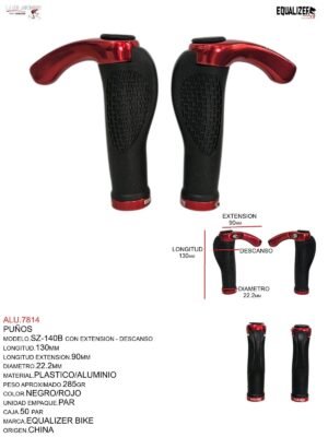 PUÑOS SZ-140B  MTB ROJO TRP KRATON C/EXTENSION ALUMINO  TG BIKE