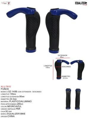 PUÑOS SZ-140B  MTB AZUL TRP KRATON C/EXTENSION ALUMINIO TG BIKE