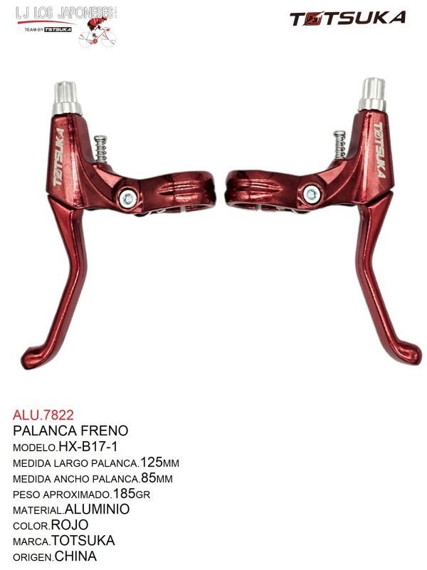PALANCA MTB FRENO ALUMINIO HX-B17-1 TOTSUKA ROJO