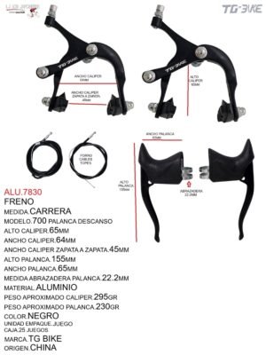 FRENO CARRERA 730 NEGRA ALUMINIO TG BIKE JUEGO