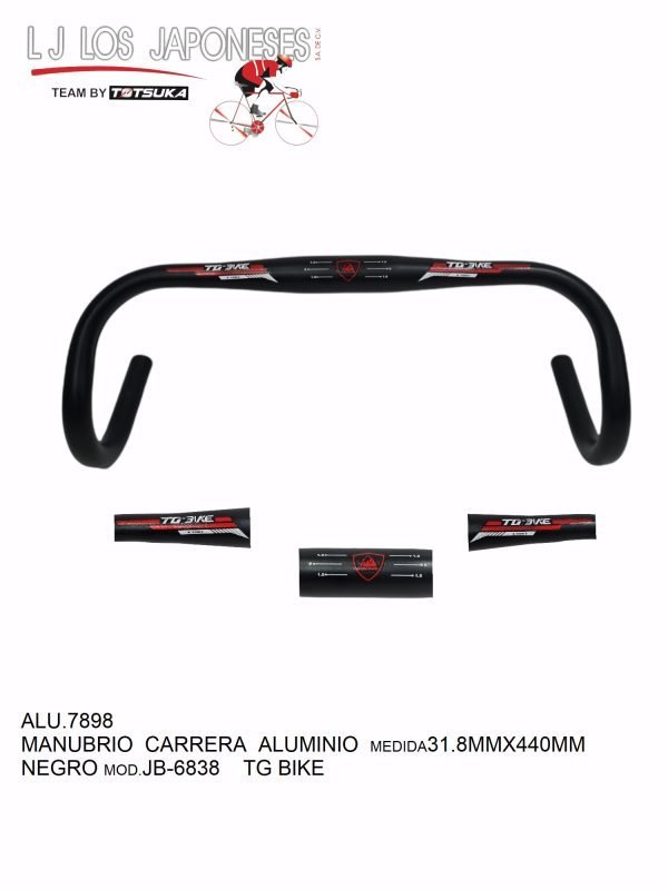 ALU.7898-2 MANUBRIO CARRERA ALUMINIO PLANO 31.8MMX440MM NEGRO JB-6838 TG BIKE