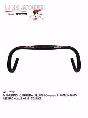 ALU.7898 MANUBRIO CARRERA ALUMINIO PLANO 31.8MMX440MM NEGRO JB-6838 TG BIKE