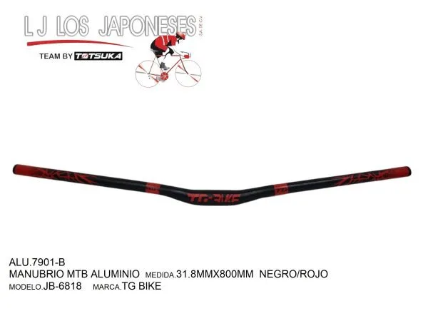 ALU.7901-2 MANUBRIO MTB ALUMINIO 31.8MMX800MM NEGRO/ROJO JB-6818 TG BIKE