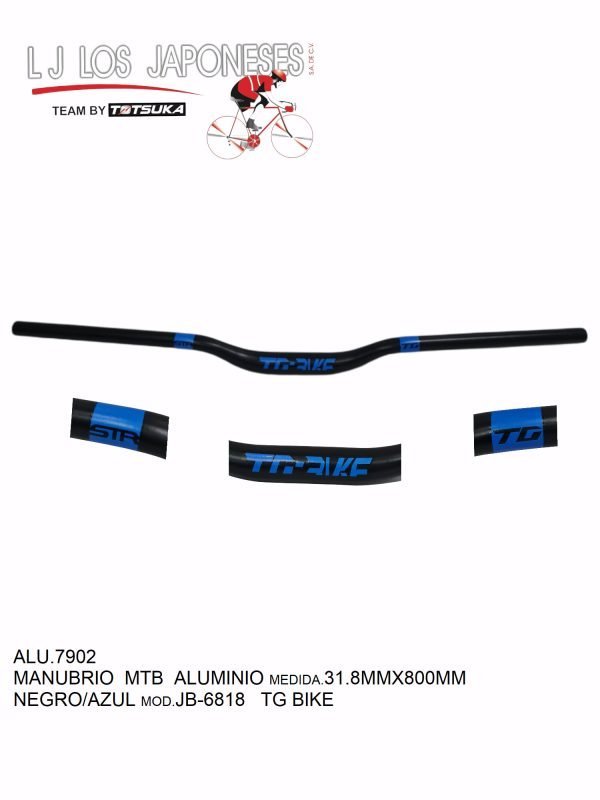 ALU.7902-2 MANUBRIO MTB ALUMINIO 31.8MMX800MM NEGRO/AZUL JB-6818 TG BIKE