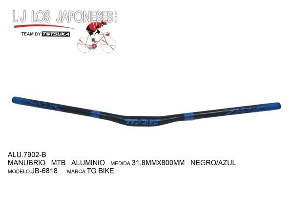 ALU.7902-3 MANUBRIO MTB ALUMINIO 31.8MMX800MM NEGRO/AZUL JB-6818 TG BIKE